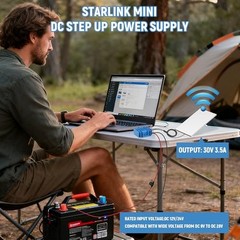Starlink Mini 12V Adapter Power Cable, 12V/24V to 30V 3.5A DC Step 1.64 ft Blue