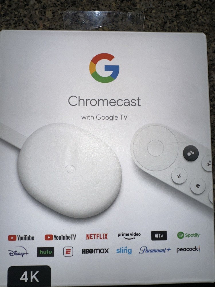 Google Chromecast with Google TV 4K Streaming Device Remote Box – used once.