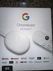 Google Chromecast with Google TV 4K Streaming Device Remote Box – used once.