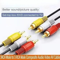 3 RCA to 3 RCA Male to Male Composite AV Cable for TV DVD Home Theater- 1m