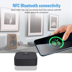Bluetooth 5.0 Receiver & Adapter, NFC, 3.5mm AUX/RCA Output to Speaker, Black