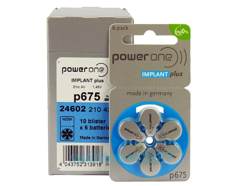 300 Power One Cochlear Implant Batteries Size 675P (Implant Plus) Exp 2024