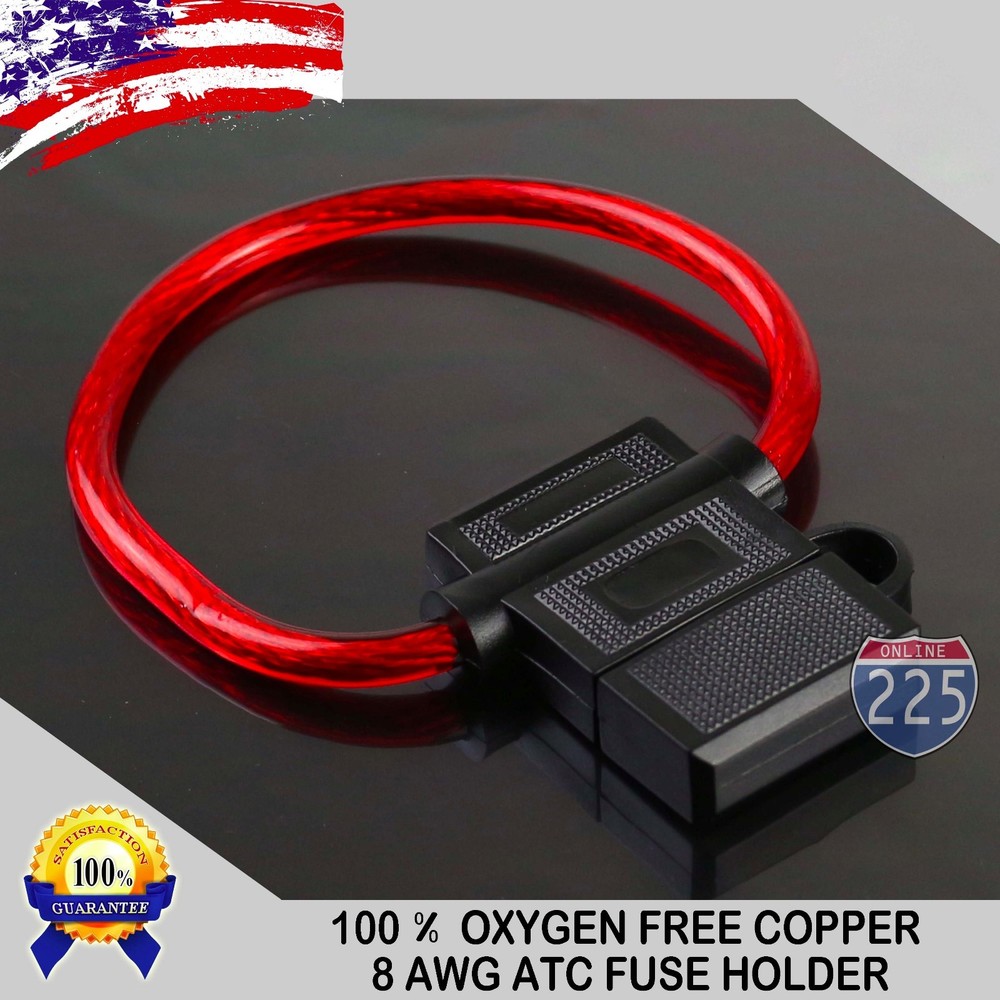 Pick Gauge 8 10 12 14 16 18 AWG ATC In-Line Fuse Holder 100% OFC Copper Wire LOT