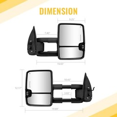Towing Mirrors Painted Switchback Turn Lights Compatible with 2003-2007 White