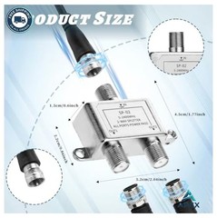 Coaxial Cable Splitter 2 Way RG6 Compatible 5-2400MHz for TV Satellite Internet
