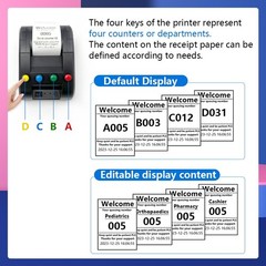 Multi Window Wireless Queue Call System – 1 Display+4 Button+1 Numbering printer