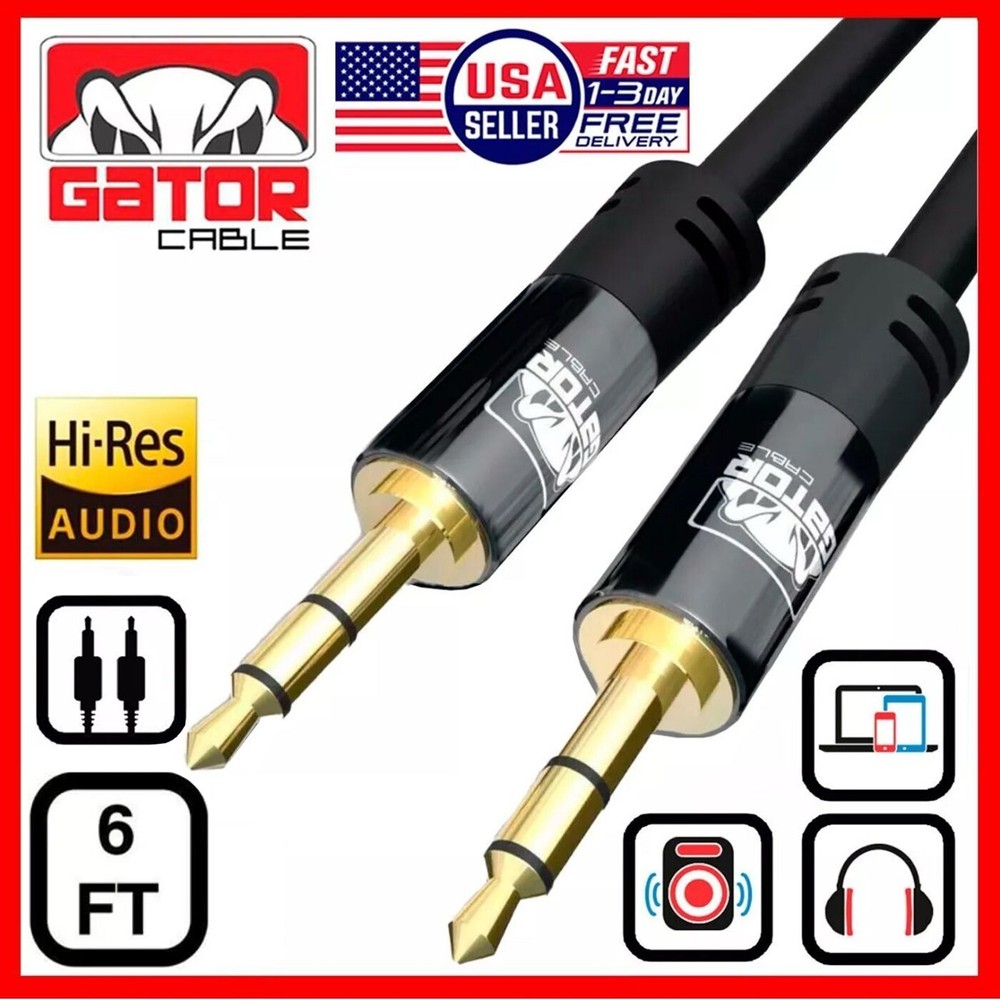AUX Audio Cable 3.5mm Male to Male For Phone iPhone Samsung Android LG BLACK 6FT