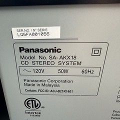 Panasonic SA-AKX18 Bluetooth CD Stereo System w/ Speakers AUX USB FM Radio READ