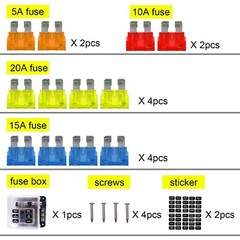 Car Power Distribution 12-24V Blade Fuse Holder Box Block Panel Board 6 WAY