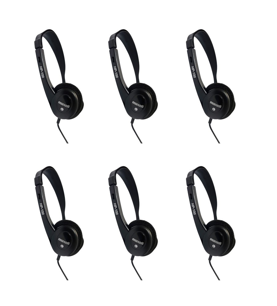 *NEW* LOT OF (6) MAXELL HP-100 STEREO HEADPHONES W DYNAMIC SOUND 190319 DRD2-1
