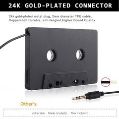 1M Audio Cable 3.5mm Car AUX Cassette Type Adapter For CD Player Phone to Car