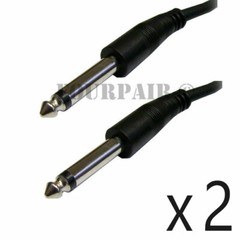 2 Pack – 15Ft 1/4″ Mono Male to Male Audio Patch Cable Guitar AMP Speaker PA