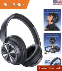Lightweight Active Noise Canceling Headphones: 120 Hours & 360° Audio Experience