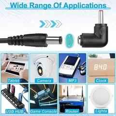 USB to DC 5V Power Cord, Universal DC 5.5×2.1mm Barrel Plug Charging