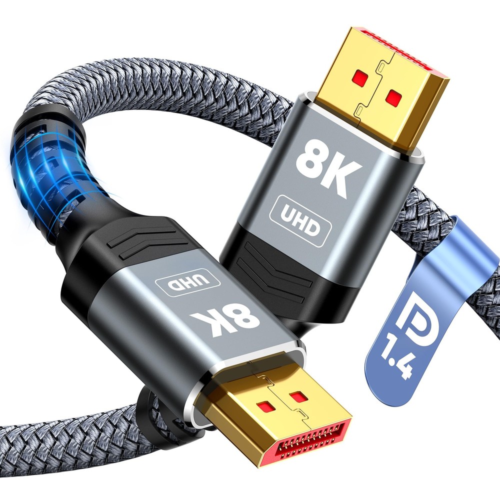 Capshi 8K 4K DisplayPort Cable 1.4 VESA Certified DP Cord 6.6ft 8K@60Hz 4K@144Hz
