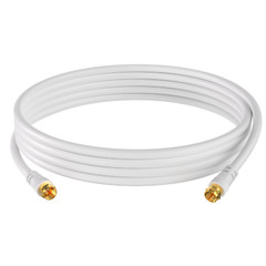 White RG6 Coax Cable Dual Shield Internet Satellite TV Antenna with Barrel LOT