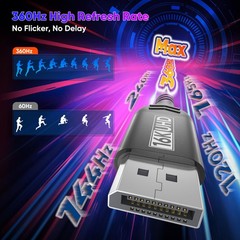 80Gbps DisplayPort 2.1 Cable 3.3FT 16K@60Hz 8K@120Hz 4K@240Hz HDR10 DSC DP