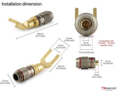 FanLock Excel Series 24k Gold Plated Spade Connector Banana Plug 10 AWG 18 A…