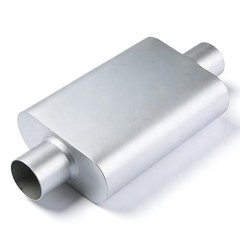 Universal 2.25″(ID) Dual Chamber Exhaust Muffler – 17″ Overall 2.25 Inch SILVER