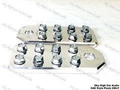 Pair of Sky High Car Audio Any GA (8) Spot SAE Flat BATTERY TERMINALS