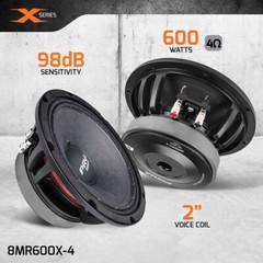 4x PRV Audio 8MR600X-4 Car Audio Midrange 8″ Speakers 600w 4 Ohms 98dB X Series