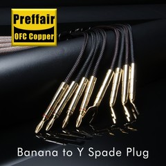 12AWG OFC HiFi Audio Speaker Cable Wire 24K Gold Plated Banana to Y Spade Plug