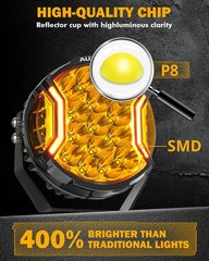 4X AUXBEAM 7″ LED Side Shooter Work Light Bar Fog Driving Pods DRL White+Amber