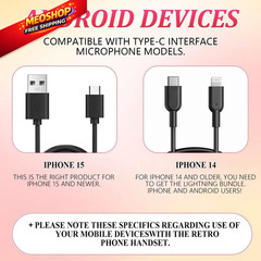 Retro Phone Handset,2026 New Style Type-C Handset,Type-C Black