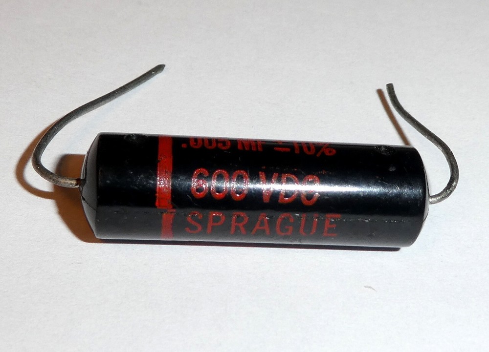 Sprague black beauty capacitor, 0.005 MF +/- 10%, 600V, New old stock