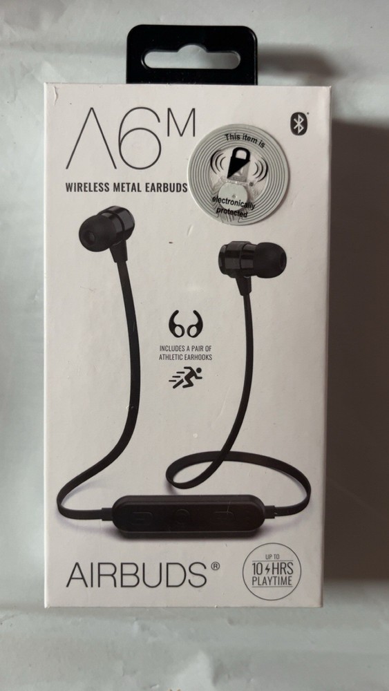 Bluetooth Wireless Metal Earhooks Included 10 Hours Playtime Black NEW