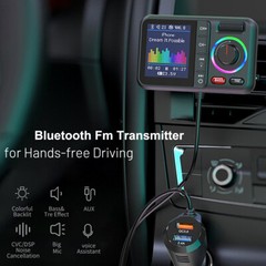 Bluetooth 5.0 Car Wireless FM Transmitter Adapter USB PD Charger AUX Hands LOT