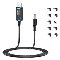 USB to DC 5V Power Cord, Universal DC 5.5×2.1mm Barrel Plug Charging