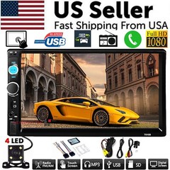 7″ Double 2 DIN Car MP5 Player Bluetooth Touch Screen Stereo Radio With Camera