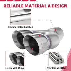 Dual Exhaust Tip 2.25 Inch Inlet 3″ Dual Outlet 8.5″ 2.25″ x 3″ x 8.5″ (Left)