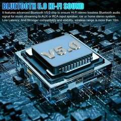 NFC Bluetooth 5.0 Transmitter Receiver Wireless 3.5mm AUX to 2RCA Audio Adapter