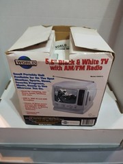 World 5.5″ Black/White Portable Mini TV AM/FM Radio 813 White AC/Car Adapter