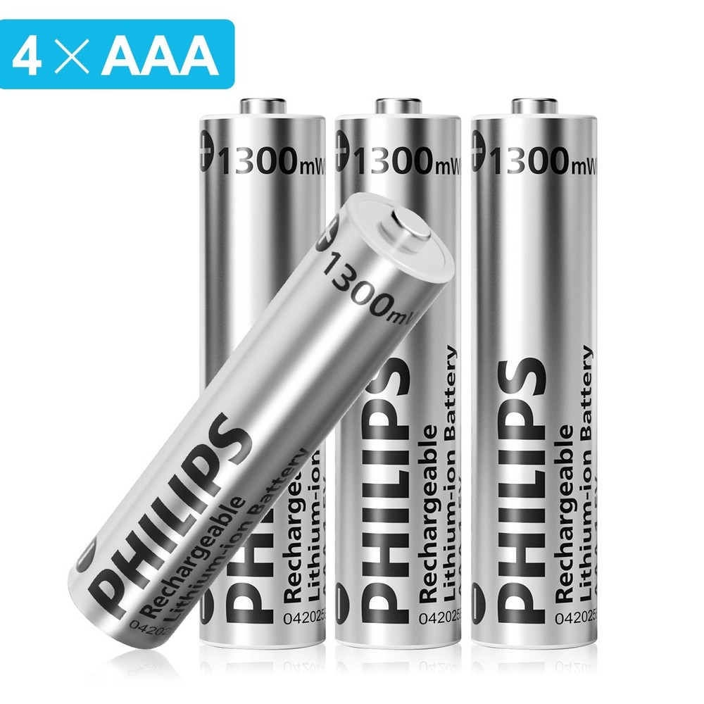 Philips AAA Li-ion Rechargeable Batteries 1.5V 1300mWh Lithium Triple A Lot