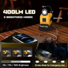 Power Inverter Compatible with Dewalt 20V Battery with 400lm LED Light