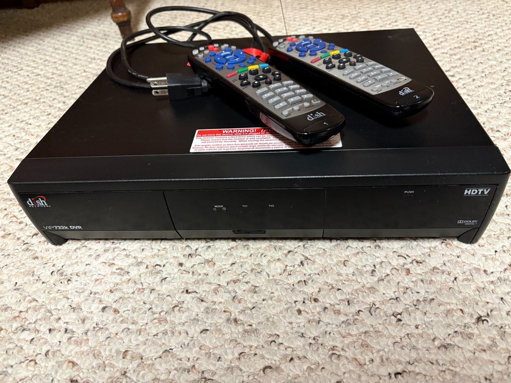 Dish Network VIP 722k Two Room DVR Receiver with 2 Remotes-For Parts/Not Working