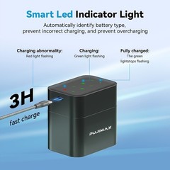 PUJIMAX AA Rechargeable Lithium Batteries 4255mWh 8-Pack w/USB-C Smart Charger