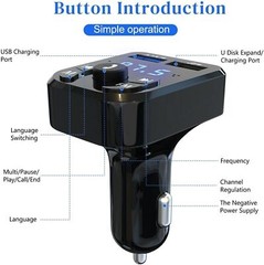 Bluetooth 5.0 Car Wireless FM Transmitter Adapter 2USB PD Charger AUX Hands-Free