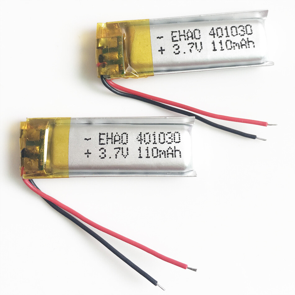 2PCS 3.7V 110mAh 401030 Li-Po Rechargeable Battery For Mp3 bluetooth Headset GPS