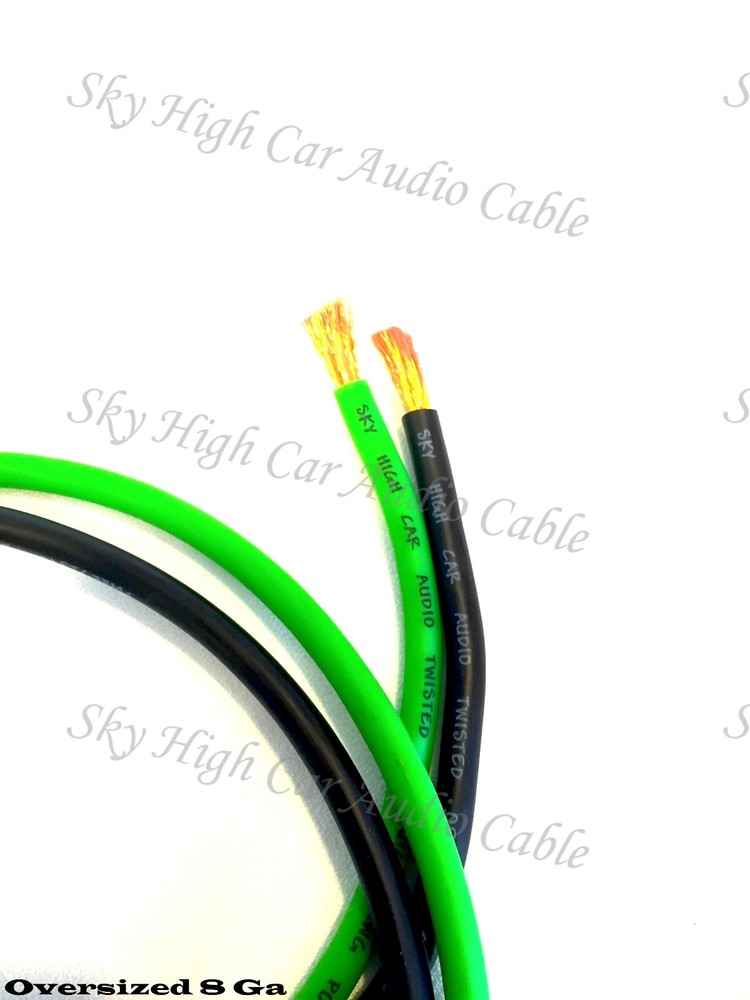 50 ft Total 8 Gauge AWG 25′ BLACK / 25′ LIME GREEN Power Ground Wire Sky High