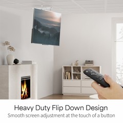 VIVO White Electric Motorized Flip Down Drop Ceiling TV Mount, 32″ to 70″ Screen