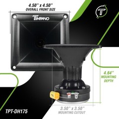 (2) TIMPANO TPT-DH175 1″ EXIT HIGH FREQUENCY COMPRESSION HORN DRIVER 250W 8 OHM