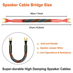 4 X Hifi OFC Speaker Jumper Cable with Spade, 21Cm Speaker Cable Bridge Bi-Wire