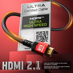 Fiber Optic HDMI 2.1 Cable 40FT,48Gbps Ultra High Speed Braided Uni-Direction…