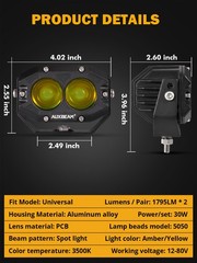 8Pcs AUXBEAM 4″ LED Driving Pods Light Bar Amber Yellow Fog Work Ditch Lights