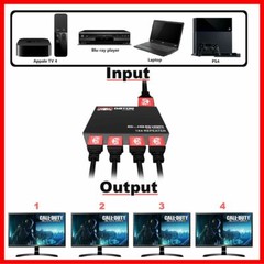 4K HDMI 2.0 Cable Repeater Mirror Splitter Amplifier HUB Box 3D 1 In 4 Out 1×4