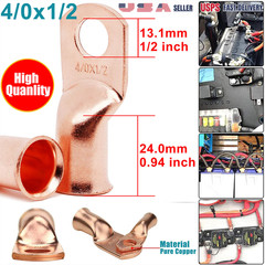 Copper Ends Lugs Crimp Ring Battery Terminals Gauge 4/0AWG Cable Wire Connectors